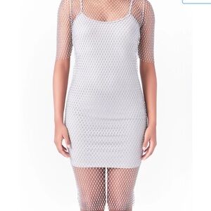Revolve endless rose hot pink sequin fishnet bodycon mini dress